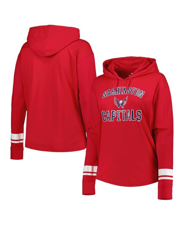  プロファイル レディース ジャケット・ブルゾン アウター Women's Red Washington Capitals Colorblock Plus Size Pullover Hoodie Jacket Red