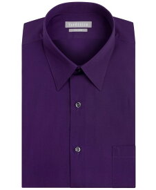 【送料無料】 ヴァンハウセン メンズ シャツ トップス Fitted Solid Dress Shirt Purple Velvet