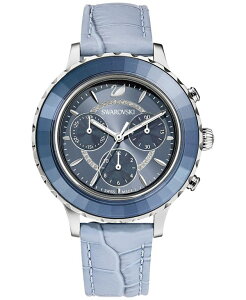 XtXL[ fB[X ANZT[ rv U[ Swarovski Women's Swiss Chronograph Octea Lux Blue Crocodile Leather Strap Watch 38mm Navy lCr[