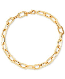 【送料無料】 イタリアン ゴールド レディース ブレスレット・バングル・アンクレット アクセサリー Polished & Textured Large Cable Link Bracelet in 10k Gold Gold