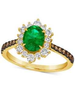 yz  @ fB[X O ANZT[ Costa Smeralda Emeralds (7/8 ct. t.w.) & Diamond (5/8 ct. t.w.) Halo Ring in 14k Gold No Color