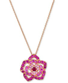 【送料無料】 ル ヴァン レディース ネックレス・チョーカー・ペンダントトップ アクセサリー Passion Ruby (1/10 ct. t.w.) & Bubble Gum Pink Sapphire (3/4 ct.t .w.) Flower Pendant Necklace in 14k Rose Gold, 18" + 2" extender No Color