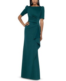 【送料無料】 エスケープ レディース ワンピース トップス Ruched A-Line Gown Hunter Green