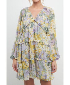 【送料無料】 フリーザロージズ レディース ワンピース トップス Women's Voluminous Flowy Floral Mini Dress Purple multi