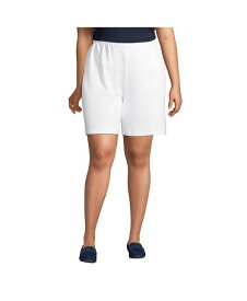 【送料無料】 ランズエンド レディース ハーフパンツ・ショーツ ボトムス Women's Plus Size Sport Knit High Rise Elastic Waist Pull On Shorts White