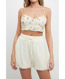 【送料無料】 フリーザロージズ レディース シャツ トップス Women's Embroidered Floral Bralette Top Yellow