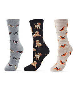 �����C ���f�B�[�X �A���_�[�E�F�A �C�� MeMoi Women's Rayon from Bamboo Crew Bundle Socks Set Dogs Assortment