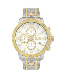 【送料無料】 ヴェルサス ヴェルサーチ メンズ 腕時計 アクセサリー Men's Chronograph Date Quartz Bicocca Gold-Tone, Silver-Tone Stainless Steel Bracelet 46mm Two Tone