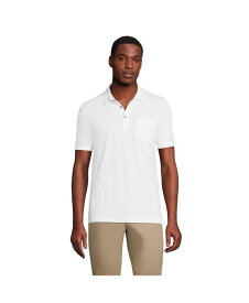 【送料無料】 ランズエンド メンズ ポロシャツ トップス Men's Tall Short Sleeve Slub Pocket Polo White