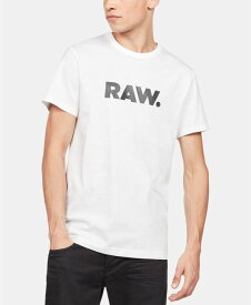【送料無料】 ジースター メンズ Tシャツ トップス Men's Holorn RAW Graphic Logo Crewneck T-Shirt White