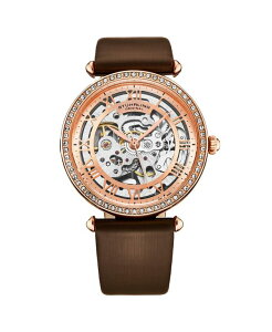 �X�g�D�[�����O ���f�B�[�X �A�N�Z�T���[ �r���v ���U�[ Stuhrling Women's Legacy Brown Leather Two-Tone Rose-Gold Dial 45mm Round Watch Brown �u���E��