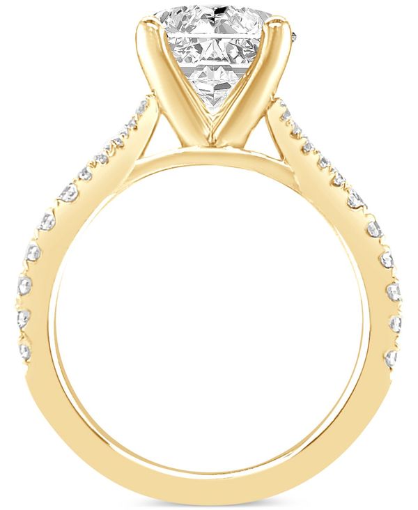 バッジェリーミシュカ レディース リング アクセサリー Certified Lab Grown Diamond Emerald-Cut Center  Split Shank Engagement Ring (3-3 Ct. In 14k Gold Yellow Gold レディースジュエリー・ アクセサリー