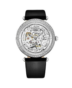 �X�g�D�[�����O ���f�B�[�X �A�N�Z�T���[ �r���v ���U�[ Stuhrling Women's Legacy Black Leather Silver-Tone Dial 45mm Round Watch Black �u���b�N
