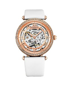 �X�g�D�[�����O ���f�B�[�X �A�N�Z�T���[ �r���v ���U�[ Stuhrling Women's Legacy White Leather Two-Tone Rose-Gold Dial 45mm Round Watch White �z���C�g