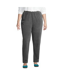 【送料無料】 ランズエンド レディース カジュアルパンツ ボトムス Women's Plus Size Sport Knit High Rise Corduroy Elastic Waist Pants Charcoal heather