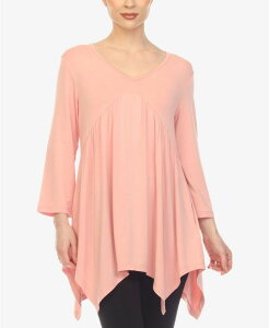 �z���C�g�}�[�N ���f�B�[�X �g�b�v�X �V���c �G���p�C�A White Mark Women's Empire Waist Tunic Top Rose