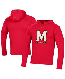 【送料無料】 アンダーアーマー メンズ Tシャツ トップス Men's Red Maryland Terrapins School Logo Raglan Long Sleeve Hoodie Performance T-shirt Red