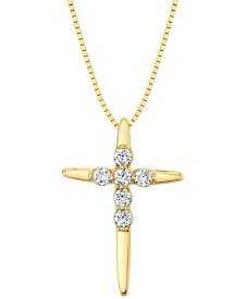 【送料無料】 シレーナ レディース ネックレス・チョーカー・ペンダントトップ アクセサリー Diamond Polished Cross 18" Pendant Necklace (1/4 ct. t.w.) in 14k Gold 14K Yellow Gold