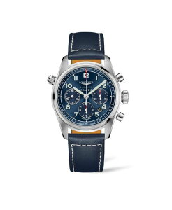 �����W�� �����Y �A�N�Z�T���[ �r���v T�V���c ���U�[ Longines Men's Automatic Spirit Stainless Steel Chronometer Brown Leather Strap Watch 42mm Blue �u���[
