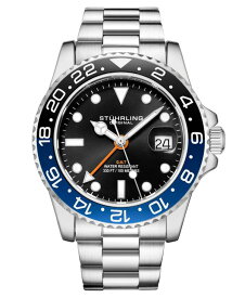 【送料無料】 ストゥーリング メンズ 腕時計 アクセサリー Men's Quartz Diver Silver-Tone Link Bracelet Watch 42mm Black