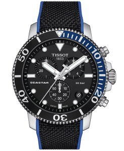 eB\bg Y ANZT[ rv Tissot Men's Swiss Chronograph Seastar 1000 Black Textile Strap Watch 46mm No Color ubN