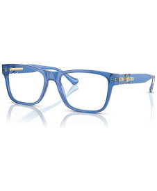 【送料無料】 ヴェルサーチ メンズ サングラス・アイウェア アクセサリー Men's Rectangle Eyeglasses, VE3303 53 Transparent Blue
