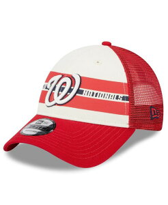 �j���[�G�� �����Y �A�N�Z�T���[ �X�q New Era Men's White Red Washington Nationals Team Stripe Trucker 9FORTY Snapback Hat White Red �z���C�g