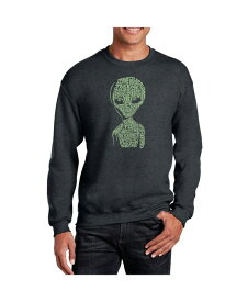 【送料無料】 エルエーポップアート メンズ パーカー・スウェット アウター Men's Word Art Alien Crewneck Sweatshirt Gray