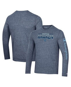 `sI Y gbvX TVc Vc Heather Navy Champion Men's Heather Navy Seattle Kraken Tri-Blend Long Sleeve T-shirt
