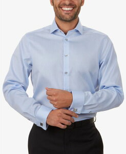 �J���o���N���C�� �����Y �g�b�v�X �V���c Calvin Klein Men's Slim-Fit Non-Iron Herringbone French Cuff Dress Shirt Blue �u���[