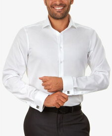 【送料無料】 カルバンクライン メンズ シャツ トップス Men's Slim-Fit Non-Iron Performance Herringbone French Cuff Dress Shirt White