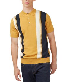 【送料無料】 ベンシャーマン メンズ ポロシャツ トップス Men's Knitted Vertically-Striped Short-Sleeve Embroidered Polo Shirt Sunflower