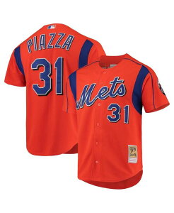 �~�b�`�F��&�l�X �����Y �g�b�v�X �V���c ���b�V�� �W���[�W�[ Mitchell & Ness Men's Mike Piazza Orange New York Mets Cooperstown Collection Mesh Batting Practice Jersey Orange �I�����W
