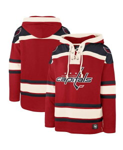 47 �u�����h �����Y �A�E�^�[ �p�[�J�[�E�X�E�F�b�g �L���b�v ���[�X �p�[�J�[ '47 Brand Men's Red Washington Capitals Superior Lacer Team Pullover Hoodie Red ���b�h