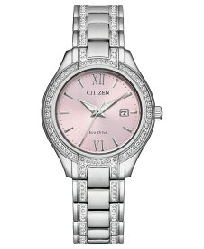 【送料無料】 シチズン レディース 腕時計 アクセサリー Eco-Drive Women's Silhouette Crystal Stainless Steel Bracelet Watch 30mm Silver-tone