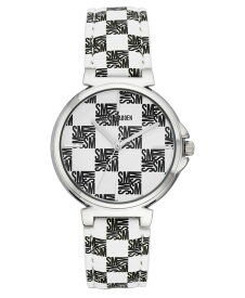 【送料無料】 スティーブ マデン レディース 腕時計 アクセサリー Women's Dual Colored Black and White Polyurethane Leather Strap with Steve Madden Logo in Checkered Pattern and Stitching Watch, 36mm White, Black