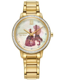 【送料無料】 シチズン レディース 腕時計 アクセサリー Eco-Drive Women's Disney Belle and Beast Gold-Tone Stainless Steel Bracelet Watch 36mm Gift Set Gold-tone