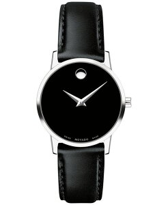yz oh fB[X rv ANZT[ Women's Swiss Museum Classic Black Leather Strap Watch 28mm Black/Silver Black