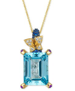 yz  @ fB[X lbNXE`[J[Ey_ggbv ANZT[ Crazy Collection Multi-Gemstone (12-1/2 ct. t.w.) & Diamond (1/10 ct. t.w.) Butterfly 20" Adjustable Pendant Necklace in 14k Go