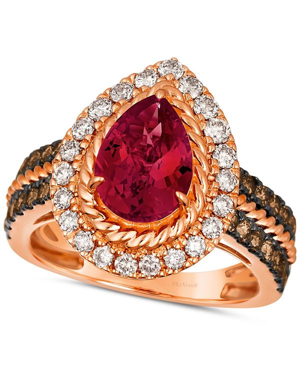  ル ヴァン レディース リング アクセサリー Pomegranate Garnet (1-5 ct.  Diamond (1 ct. Halo Ring in 14k Gold No Color