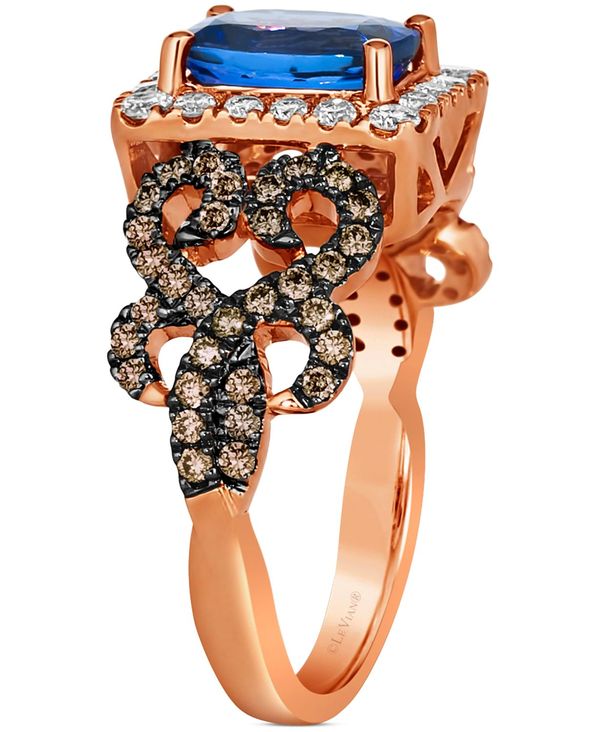 感謝価格】ル ヴァン レディース Diamond Gold Ring (3 (1-1 Rose ct. リング Braided 14k  Tanzanite Halo アクセサリー ct. Tanzanite Blueberry in レディースジュエリー・アクセサリー
