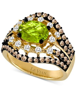 yz  @ fB[X O ANZT[ Green Apple Peridot (1-1/2 ct. t.w.) & Diamond (1-1/4 ct. t.w.) Multirow Statement Ring in 14k Gold No Color