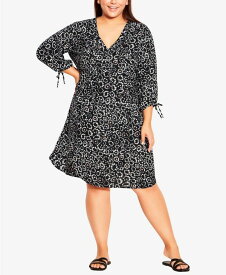 【送料無料】 アベニュー レディース ワンピース トップス Plus Size Woven Print Shirt Dress Quant Mono