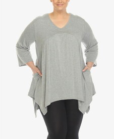 【送料無料】 ホワイトマーク レディース シャツ トップス Plus Size Empire Cut V-neck Tunic Top Gray