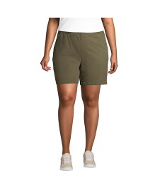 【送料無料】 ランズエンド レディース ハーフパンツ・ショーツ ボトムス Women's Plus Size Pull On 7" Knockabout Chino Shorts Forest moss