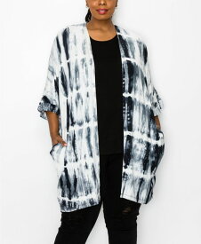 【送料無料】 コイン1804 レディース シャツ トップス Plus Size Hand Tie Dye Pocket Kimono Top Grey Black