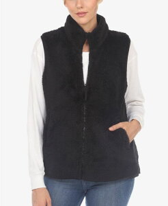 �z���C�g�}�[�N ���f�B�[�X �A�E�^�[ �W���P�b�g�E�u���]�� �x�X�g White Mark Women's Zip Up Sherpa Vest Black �u���b�N