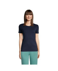 【送料無料】 ランズエンド レディース シャツ トップス Women's Tall Cotton Rib Short Sleeve Crewneck T-shirt Radiant navy