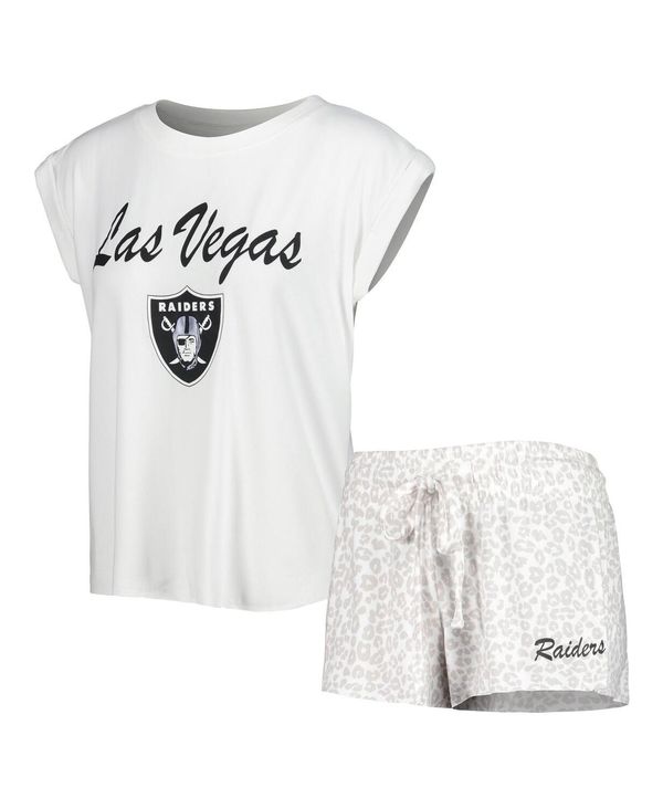 【送料無料】 コンセプツ スポーツ レディース Tシャツ トップス Women´s White Cream Las Vegas Raiders Montana Knit T-shirt and Shorts Sleep Set White Cream