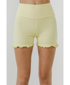 【送料無料】 グレー ラブ レディース ハーフパンツ・ショーツ ボトムス Women's Biker Shorts with Ruffle Light yellow